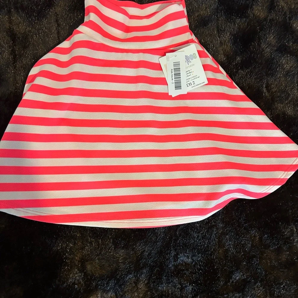 LuLaRoe Kids Cassie Skirt Size 2 Pink White Striped NWT